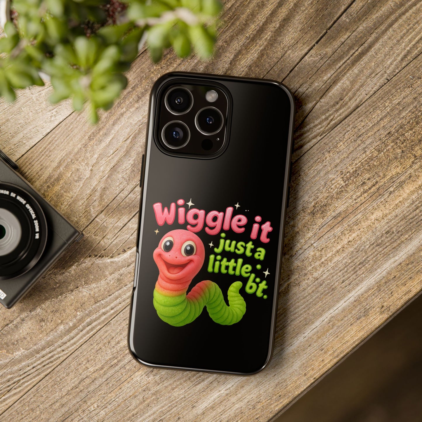 Wiggle It Worm Phone Case — Cute Pink & Green Cartoon iPhone Cover