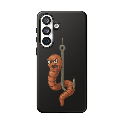 Angry Worm on Hook Phone Case – Funny Fishing Humor Protective Cover