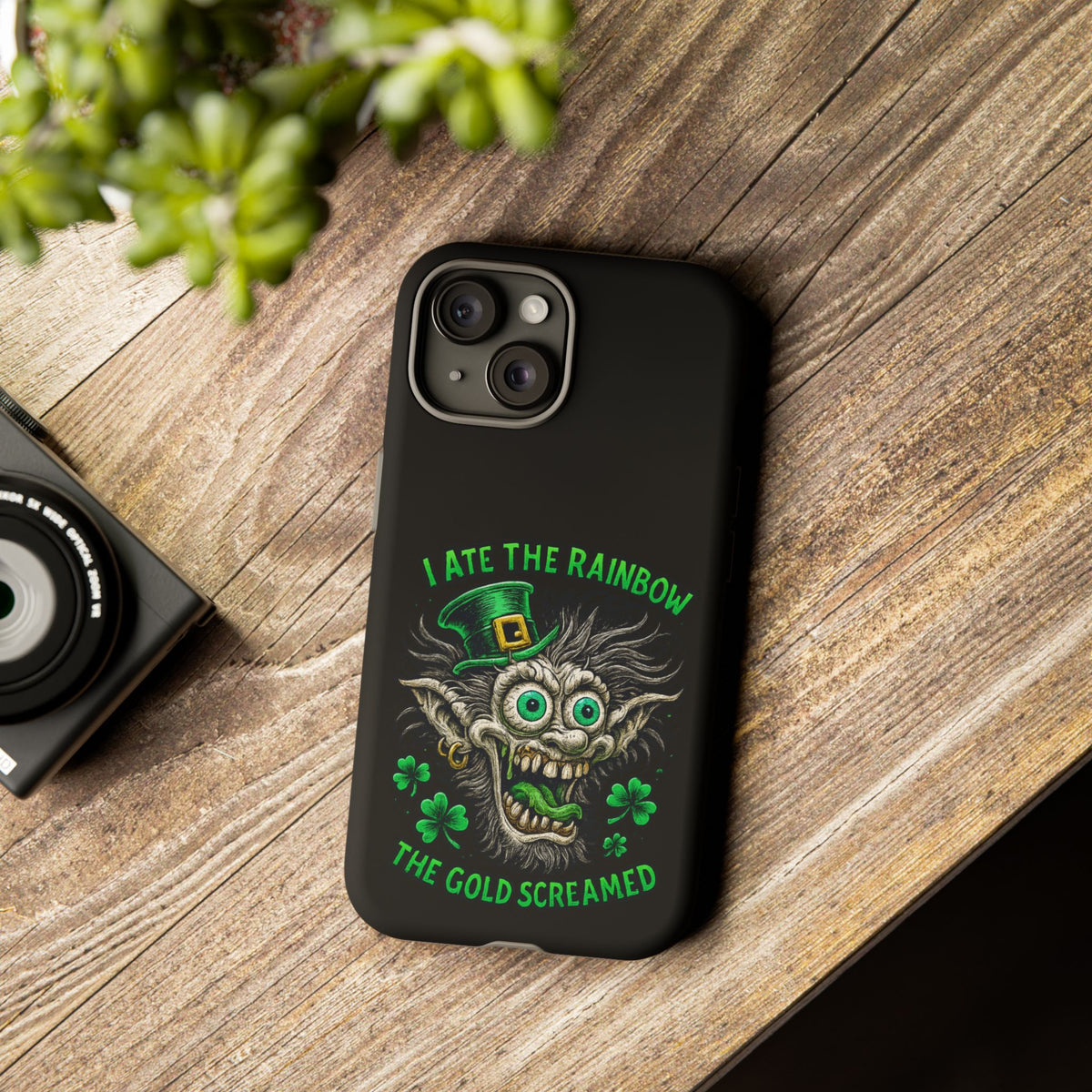 St. Patrick's Horror Phone Case — "I Ate the Rainbow, The Gold Screamed" Lucky Goblin Design