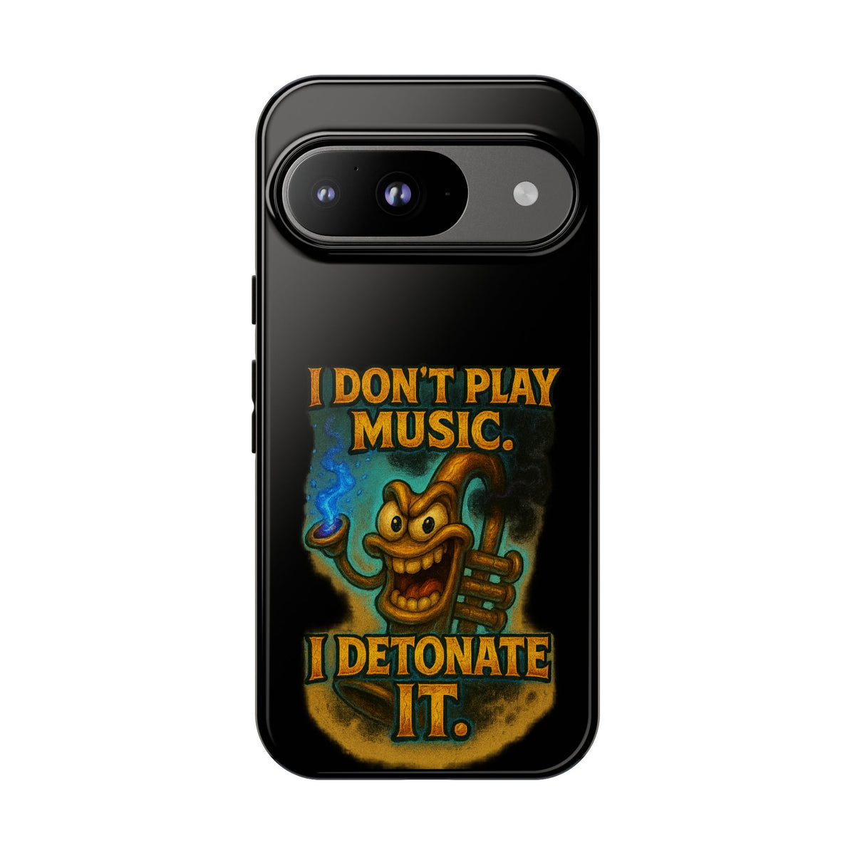 Phone Case — "I Don't Play Music. I Detonate It." Cartoon Bomb Graphic
