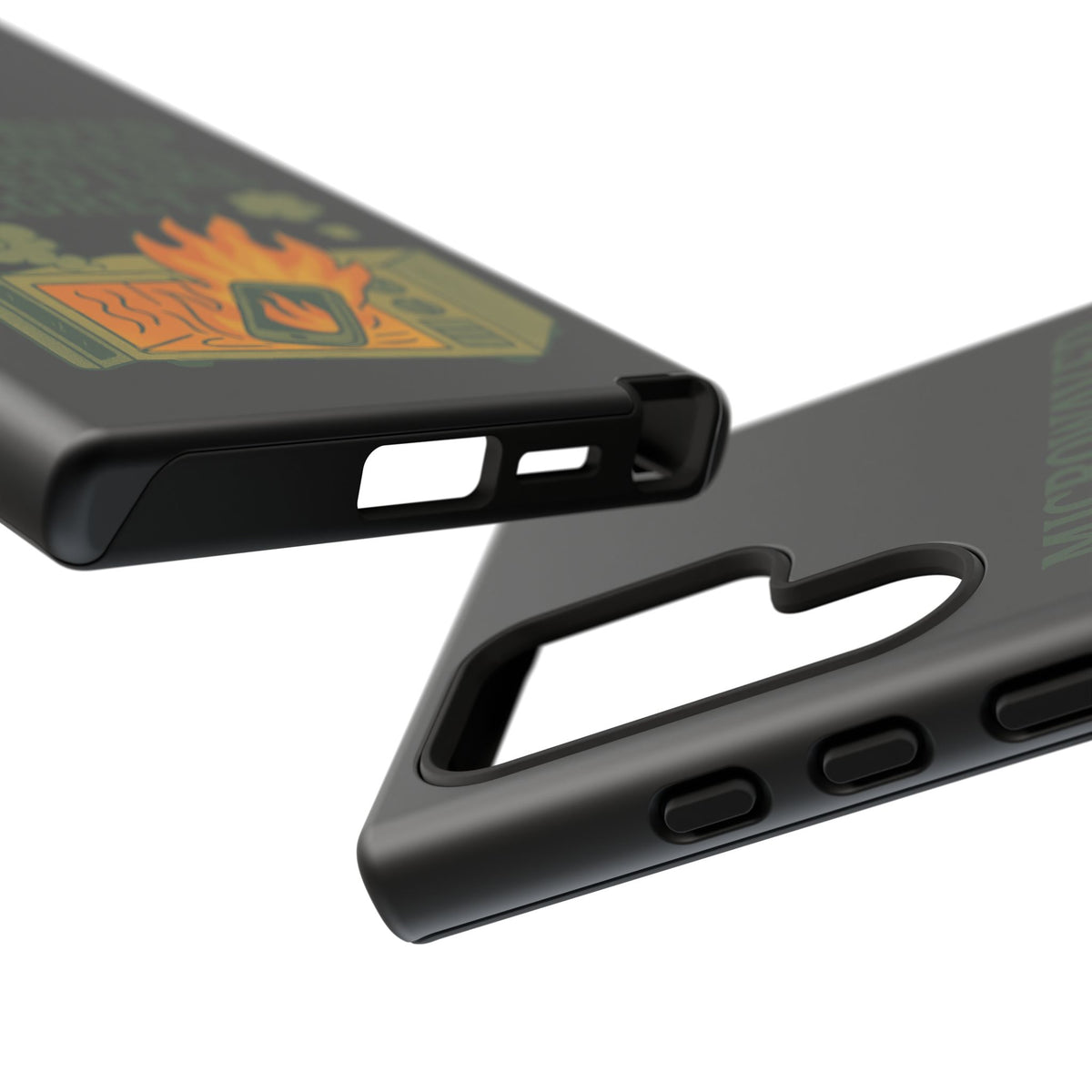 Microwaved Memories Phone Case — 'Microwaved Memories. Tasted Like Regret.' Retro Fire Design