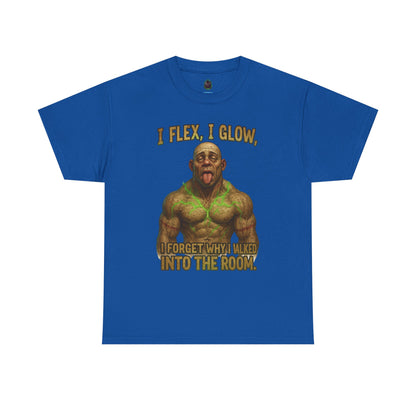 Muscle Meme T-Shirt — "I Flex, I Glow" Funny Gym Tee