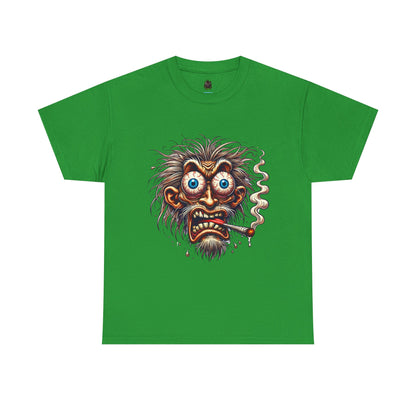 Graphic Tee — Wild-eyed Grinning Monster Head Smoking Cigarette Shirt