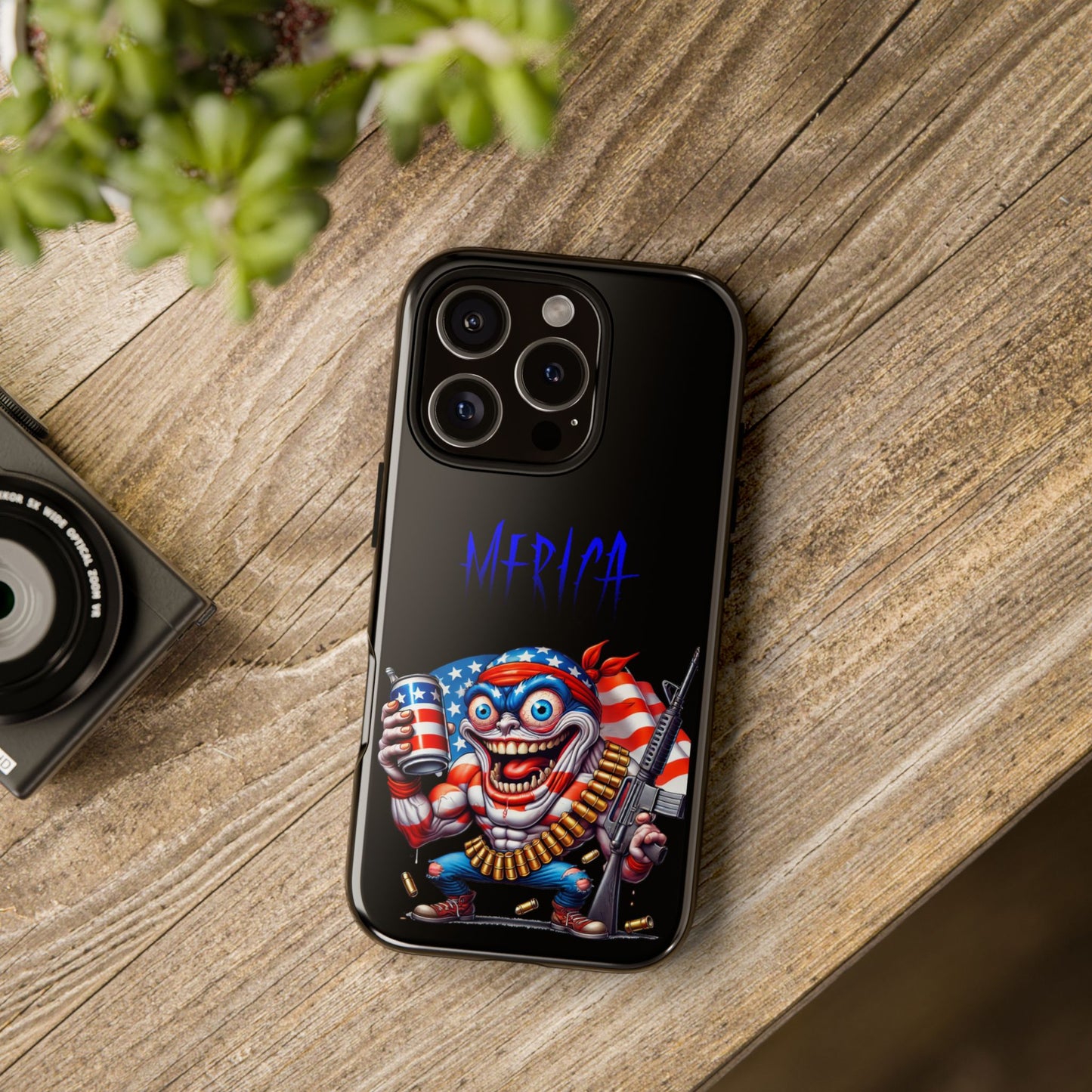 Phone Case — Patriotic 'Merica Clown with Flag, Beer & Rifle