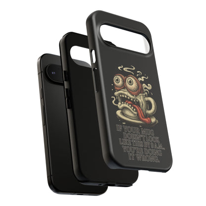 Tough Cases: Retro Hot Coffee Monster Phone Case — Funny 'If Your Mug...' Quote