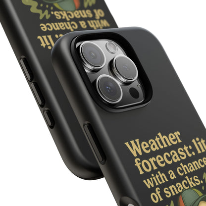 Phone Case — "Weather Forecast: Lit with a Chance of Snacks" Retro Graphic