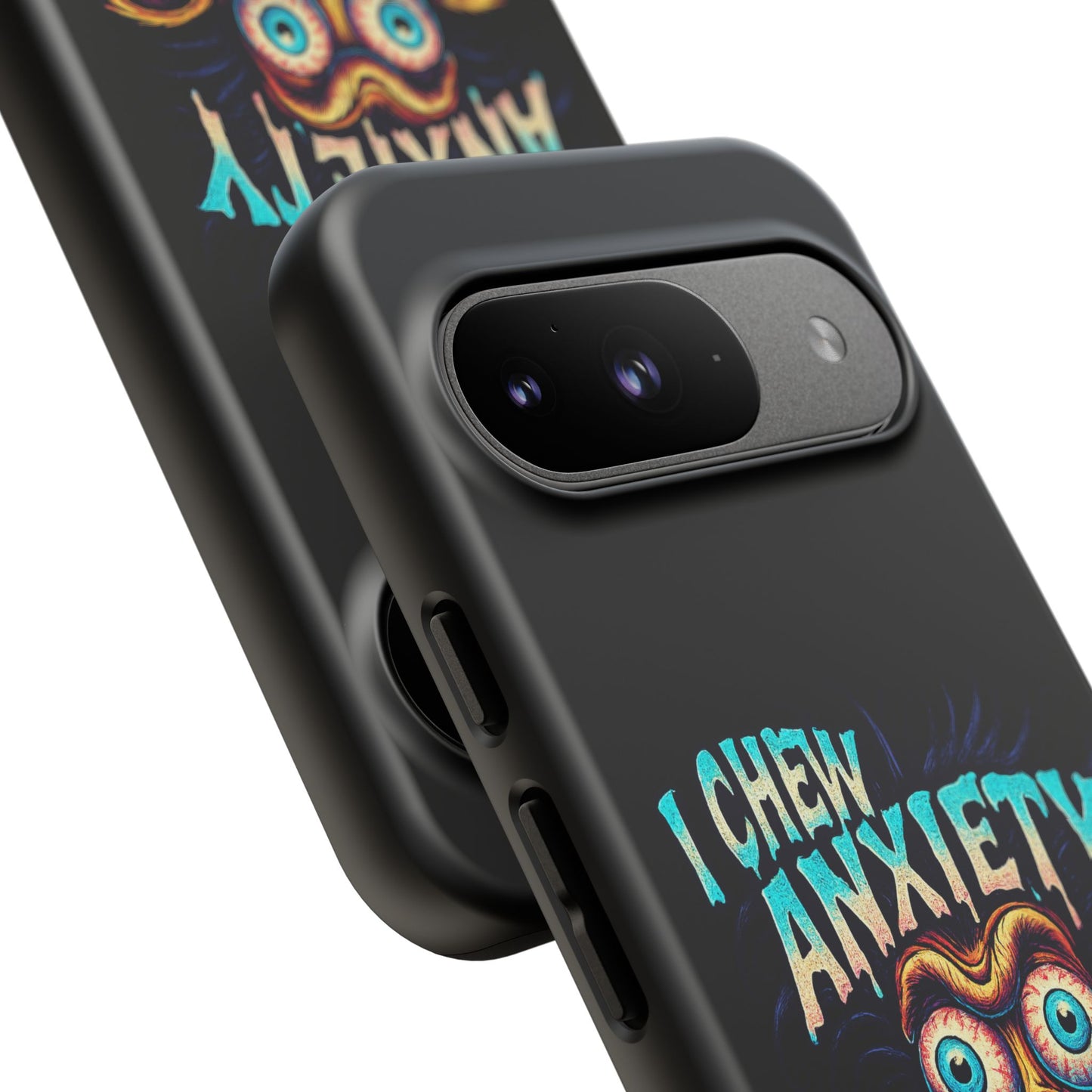 Phone Case — "I Chew Anxiety Like Bubblegum" Retro Monster Design