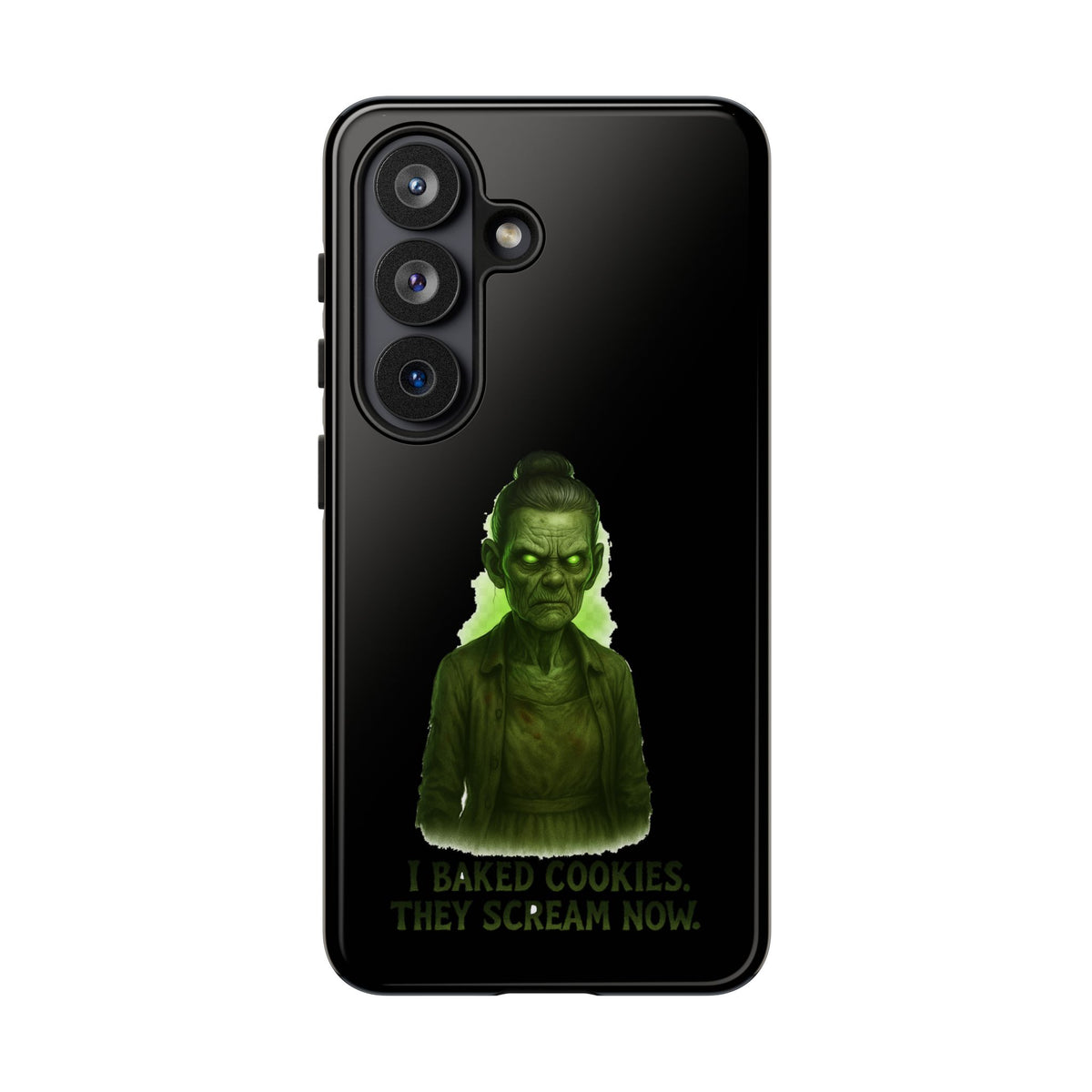 Spooky Green Ghost Phone Case — "I Baked Cookies, They Scream Now" Horror iPhone Cover