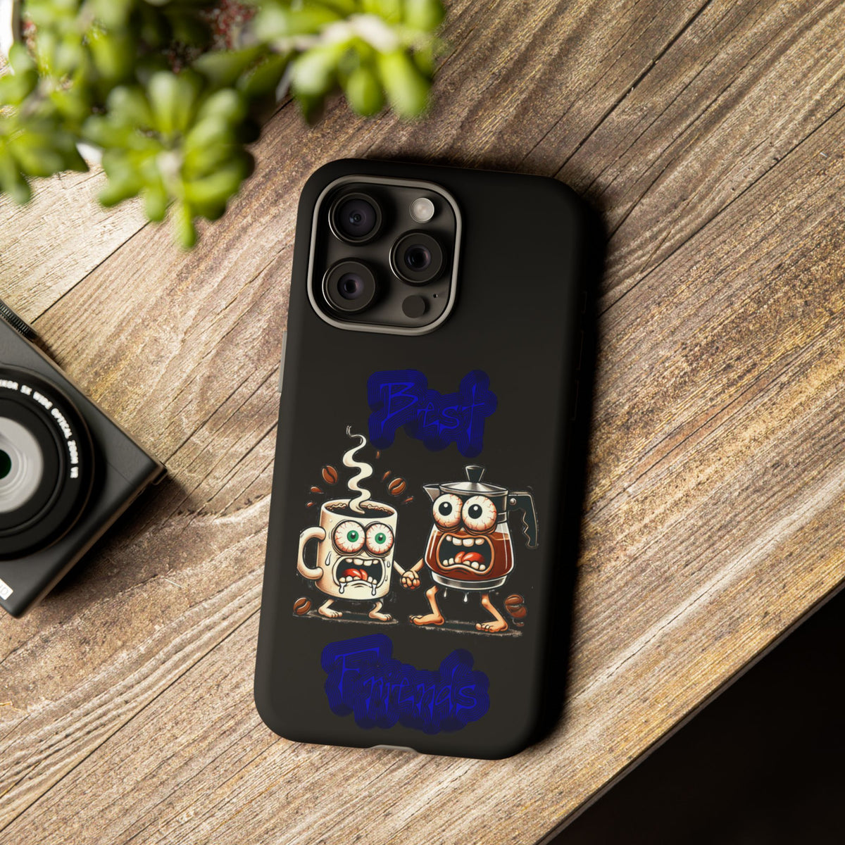 Coffee & Tea Fight Phone Case — Funny Kawaii Beverage Cartoon Tough Cases