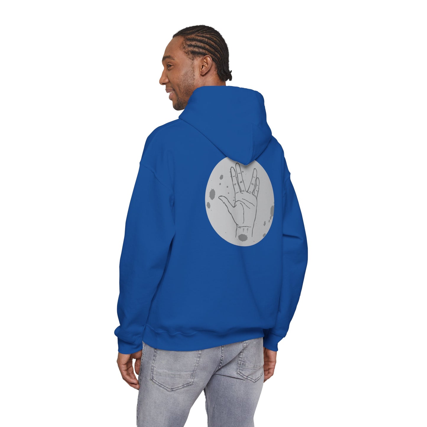 Vulcan Salute Hoodie — Retro Space Hand Graphic Pullover