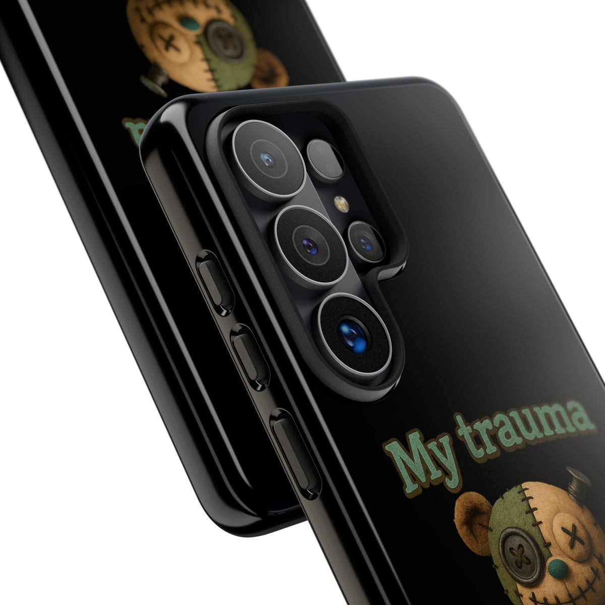 Phone Case — 'My Trauma Runs on AA Batteries' Creepy Voodoo Teddy Protective Cover