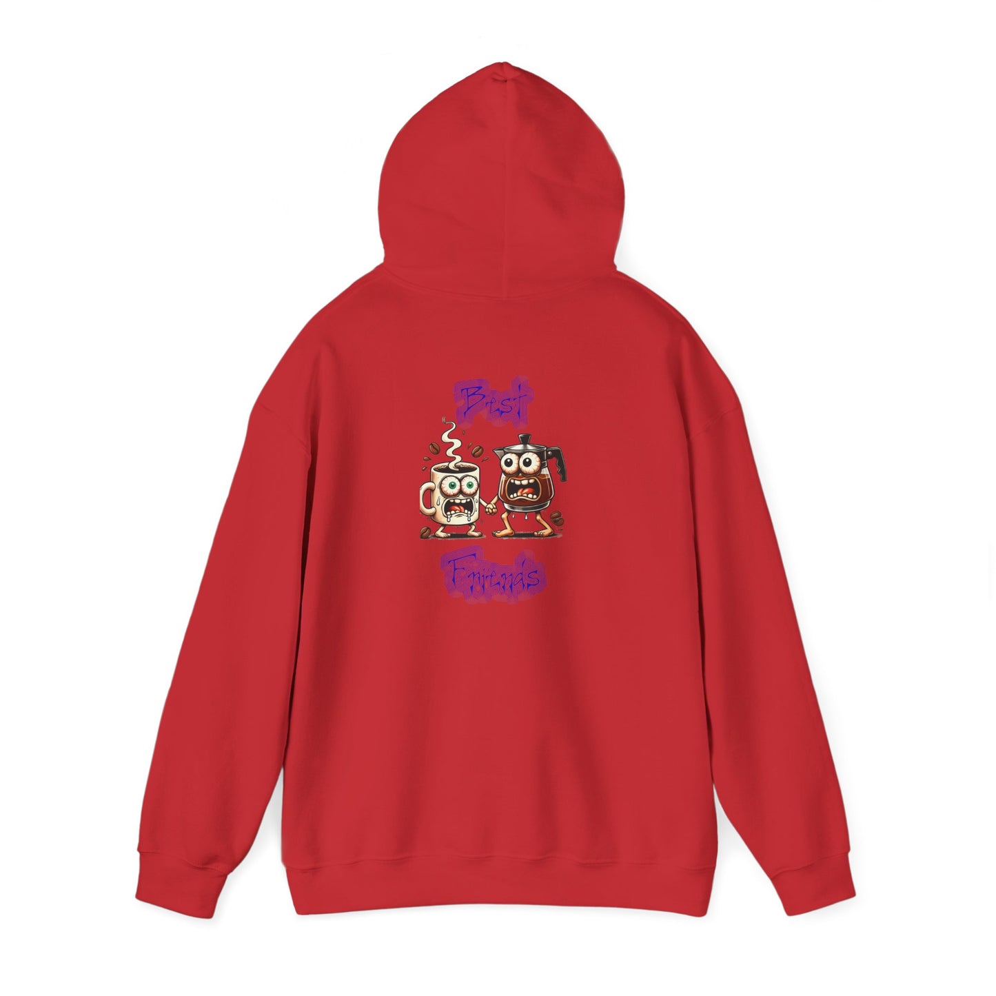 Coffee & Coffee Pot Friends Graphic Hoodie — Cute Cartoon Coffee & Coffee Pot "Best Friends" Pullover