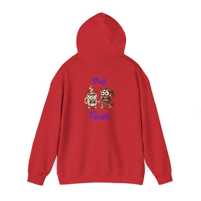 Coffee & Coffee Pot Friends Graphic Hoodie — Cute Cartoon Coffee & Coffee Pot "Best Friends" Pullover