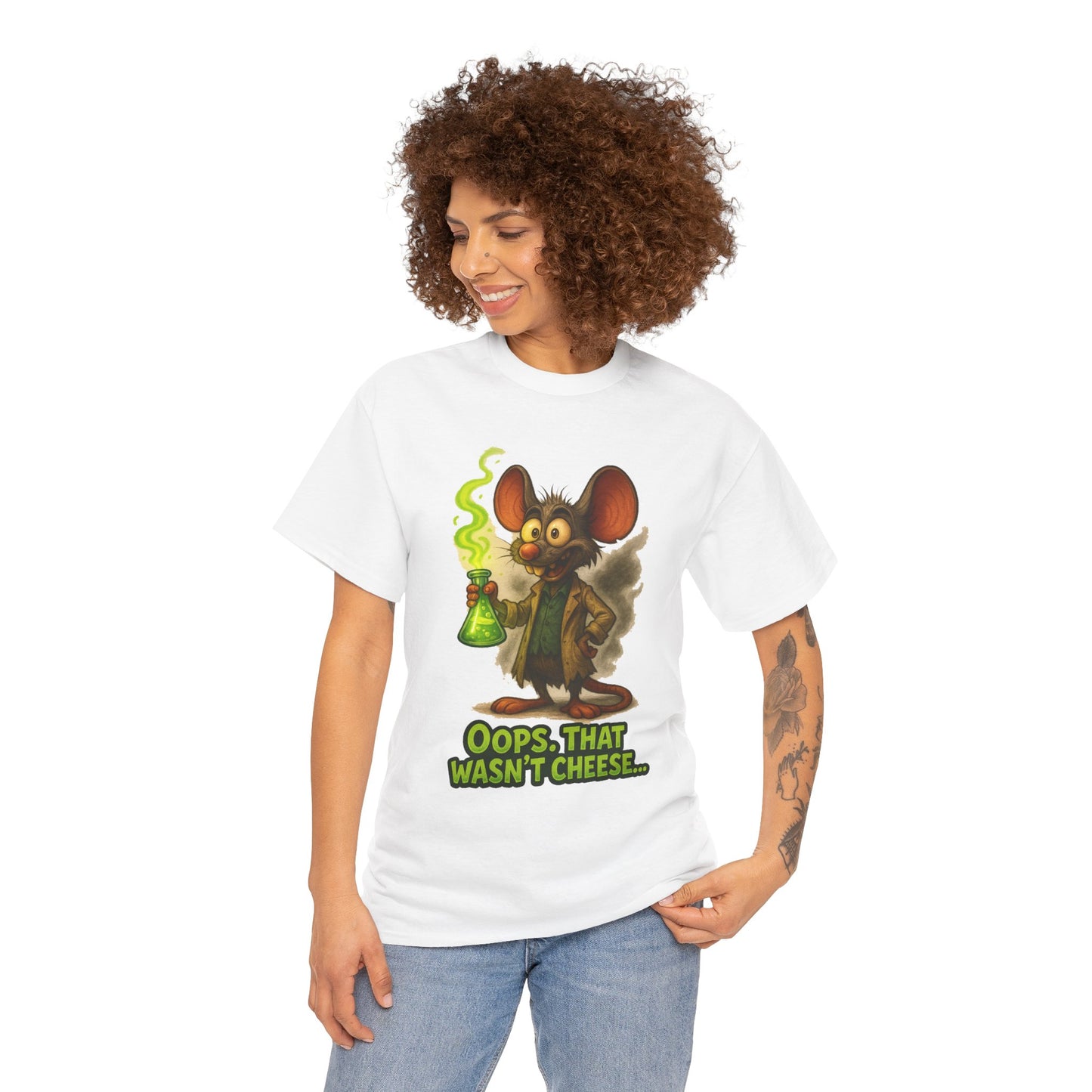 Oops That Wasn't Cheese mouse scientist T-Shirt | funny lab rat design