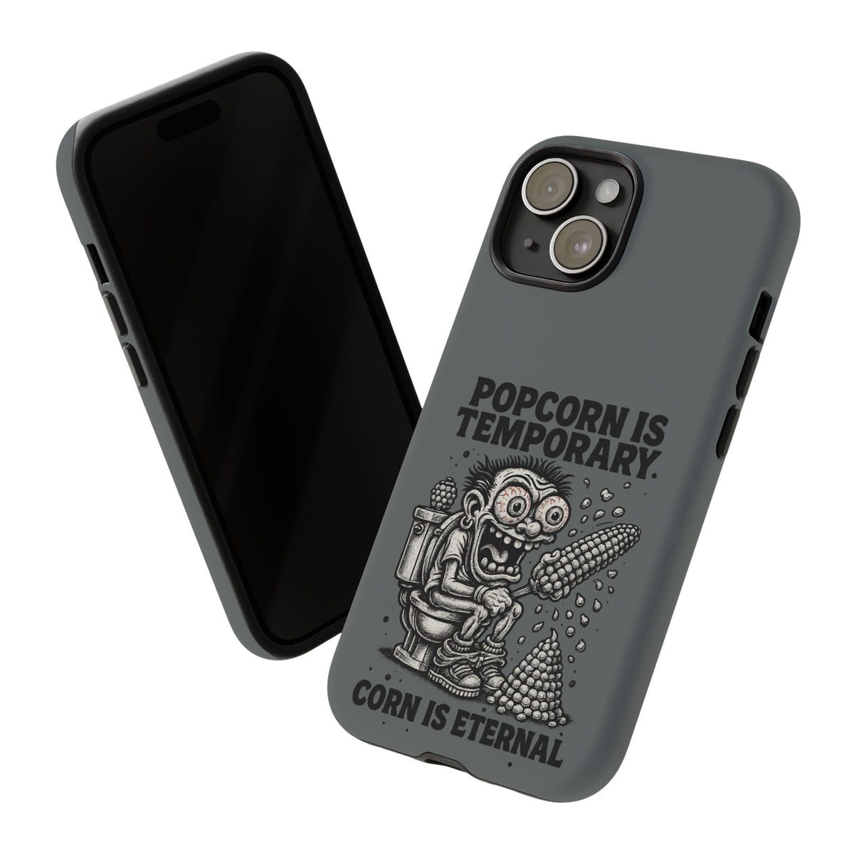 Phone Case — "Popcorn Is Temporary, Corn Is Eternal" Retro Zombie Corn Design
