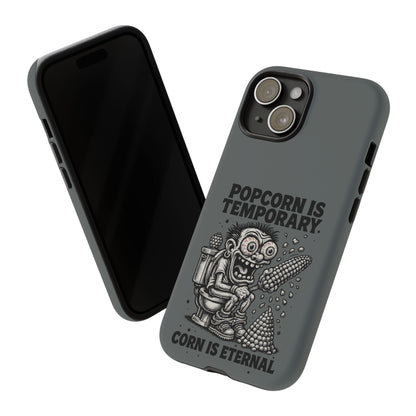 Phone Case — "Popcorn Is Temporary, Corn Is Eternal" Retro Zombie Corn Design
