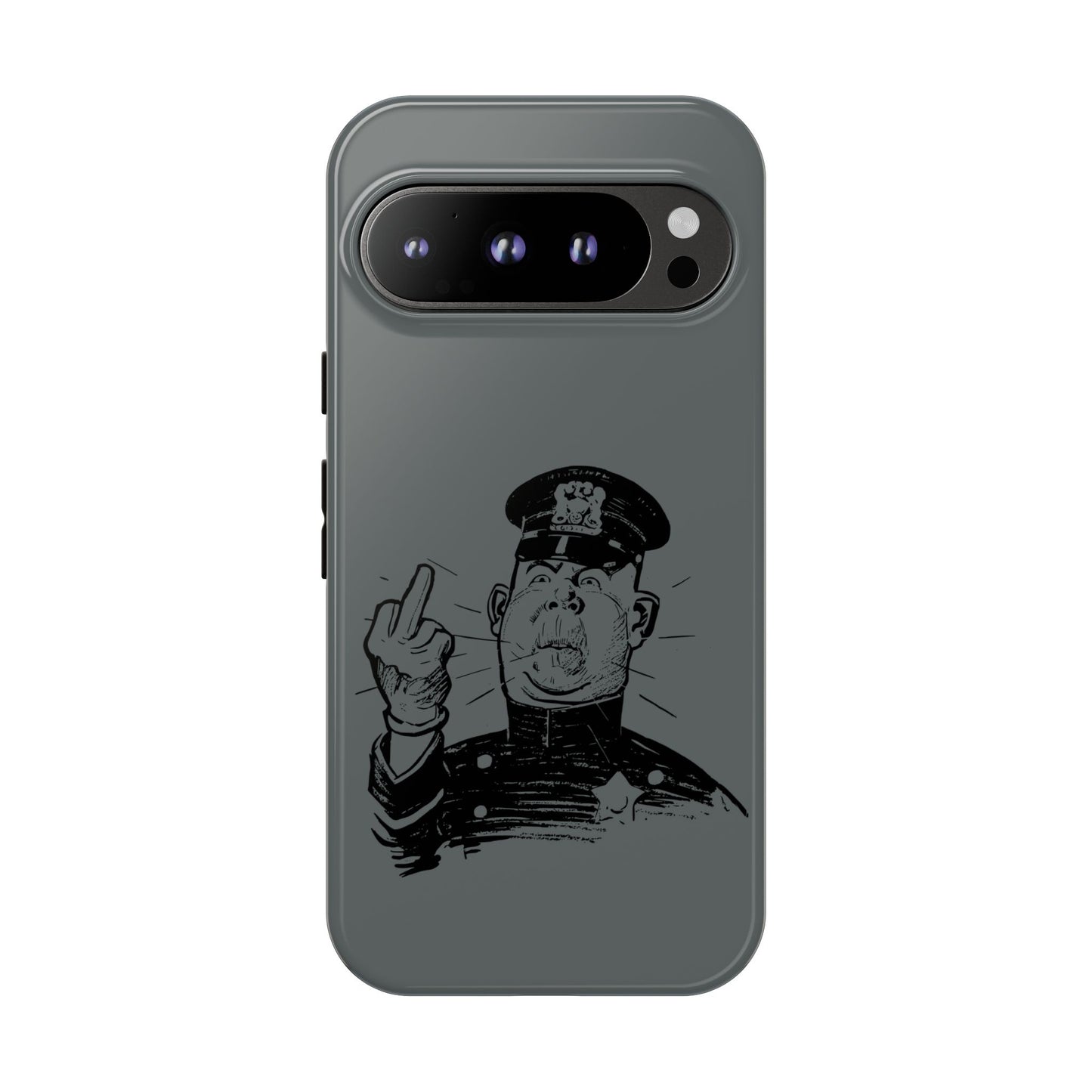 Vintage Cop Middle Finger Phone Case — Edgy Retro iPhone Protective Cover