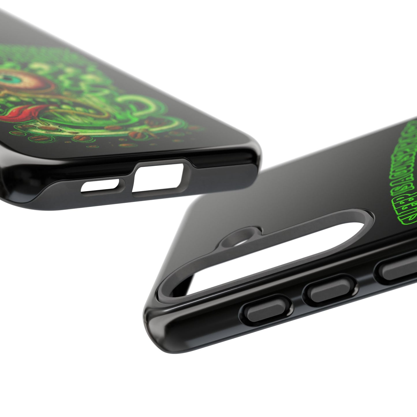 Phone Case — “Sleep Is a Conspiracy, Coffee Is Truth” Retro Monster Design
