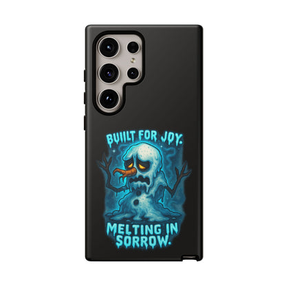 Phone Case — 'Built for Joy, Melting in Sorrow' Blue Melting Snowman Protective Case