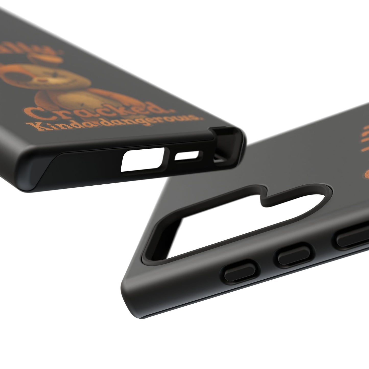 Phone Case — "Cuddly. Cracked. Kinda Dangerous." Cute Creepy Bunny Protective Case