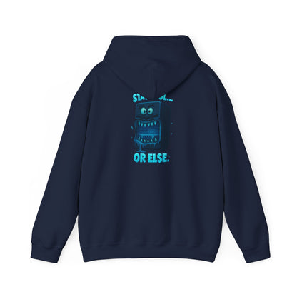 Retro Fridge Cabinet Hoodie — 'Stay in Line or Else' Graphic Pullover