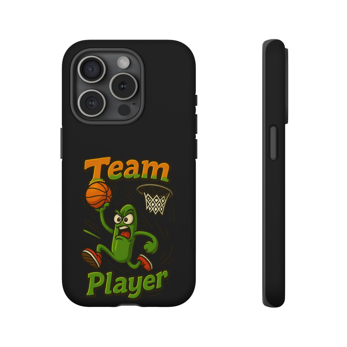 Team Player Basketball Phone Case — Cute Cartoon Pickle Dunk Phone Cover