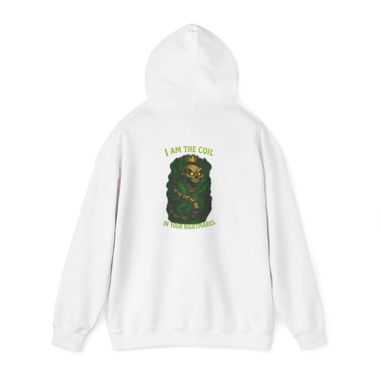 Hoodie — 'I Am The Coil in Your Nightmares' Creepy Child Demon Graphic Hoodie