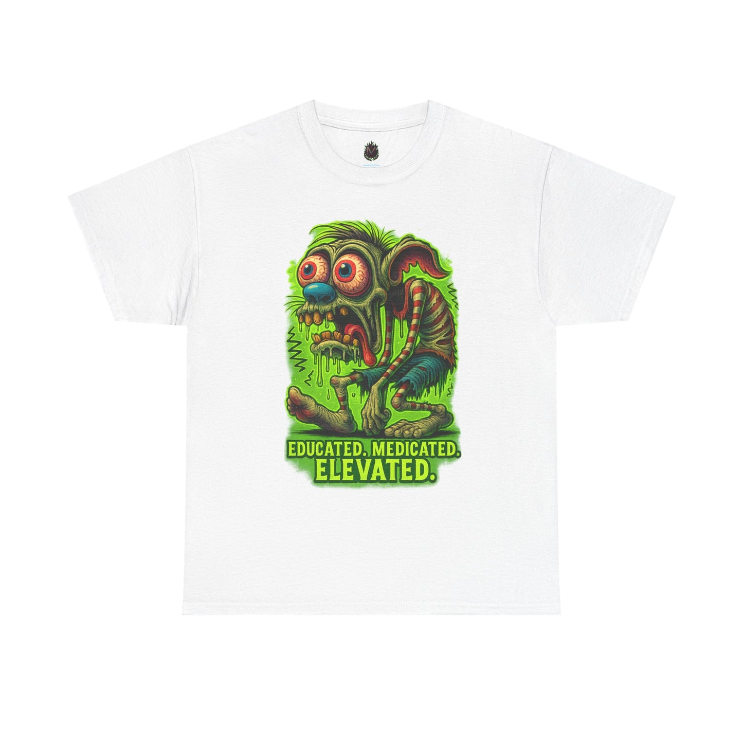 Educated. Medicated. Elevated. – Zombie Slacker T-Shirt