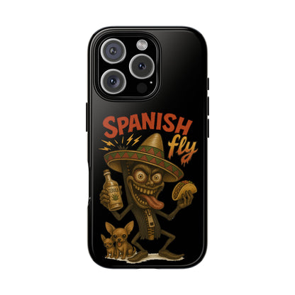 Spanish Fly Tough Phone Case — Retro Skull Sombrero Design