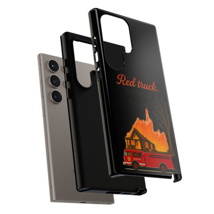 Phone Case — 'Red truck' Fire Truck Design, Vintage Firefighter Gift