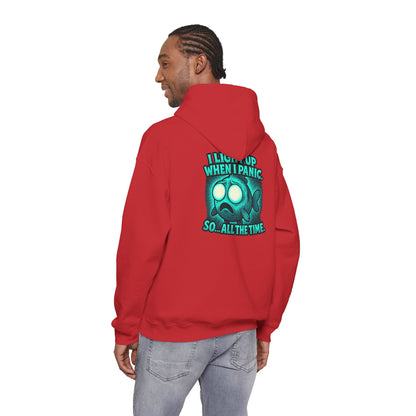 Panic Fish Hoodie — "I Lean Up When I Panic...So All The Time" Graphic Pullover