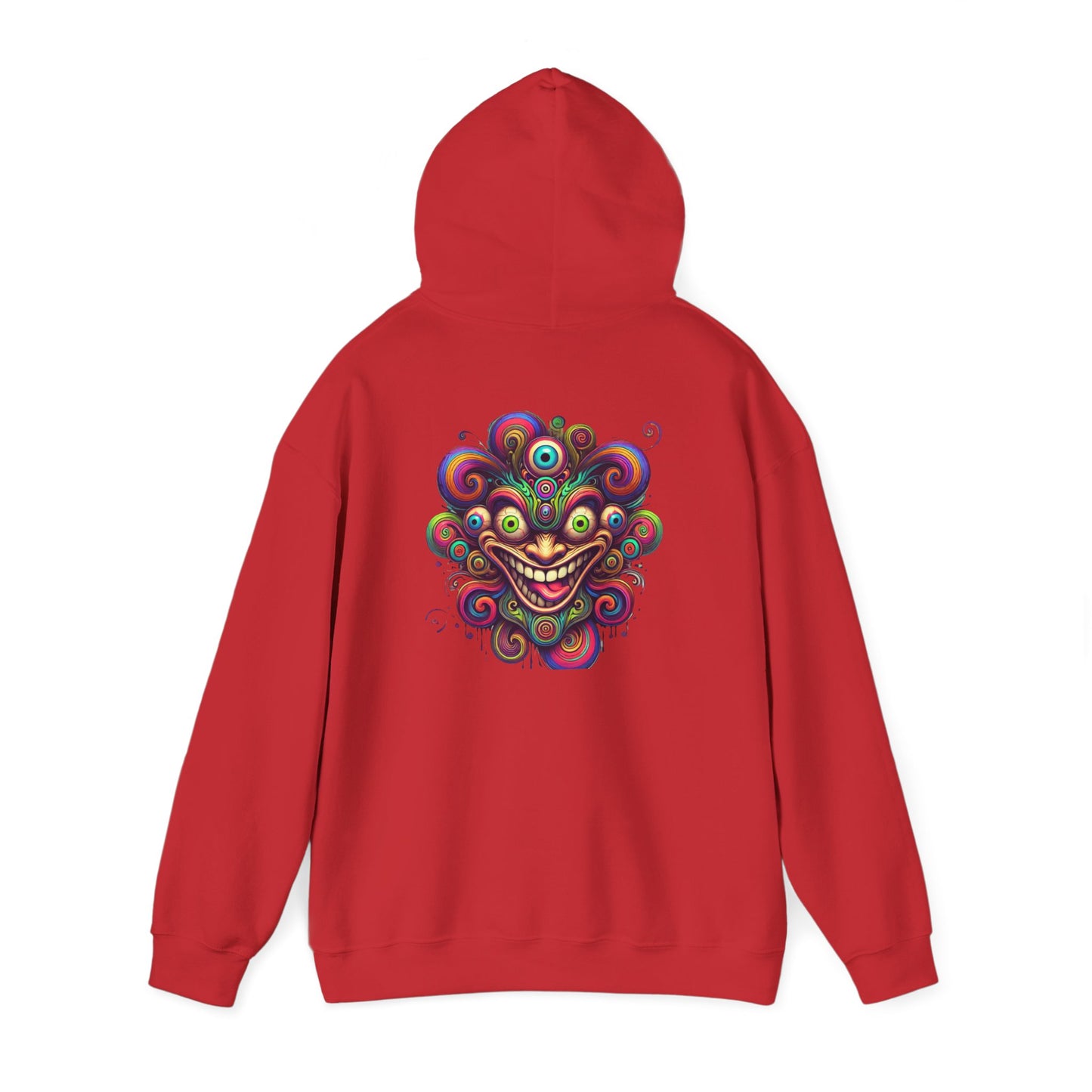 Psychedelic Smiling Jester Hoodie – Colorful Trippy Festival Sweatshirt