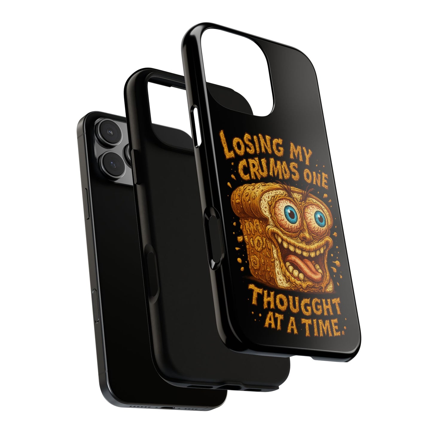 Phone Case — "Losing My Crumbs One Thought at a Time" Funny Retro Bread Illustration