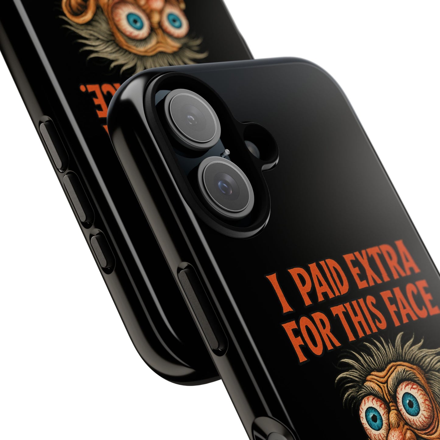 Funny ‘I Paid Extra For This Face’ Phone Case — Retro Horror Cartoon Design