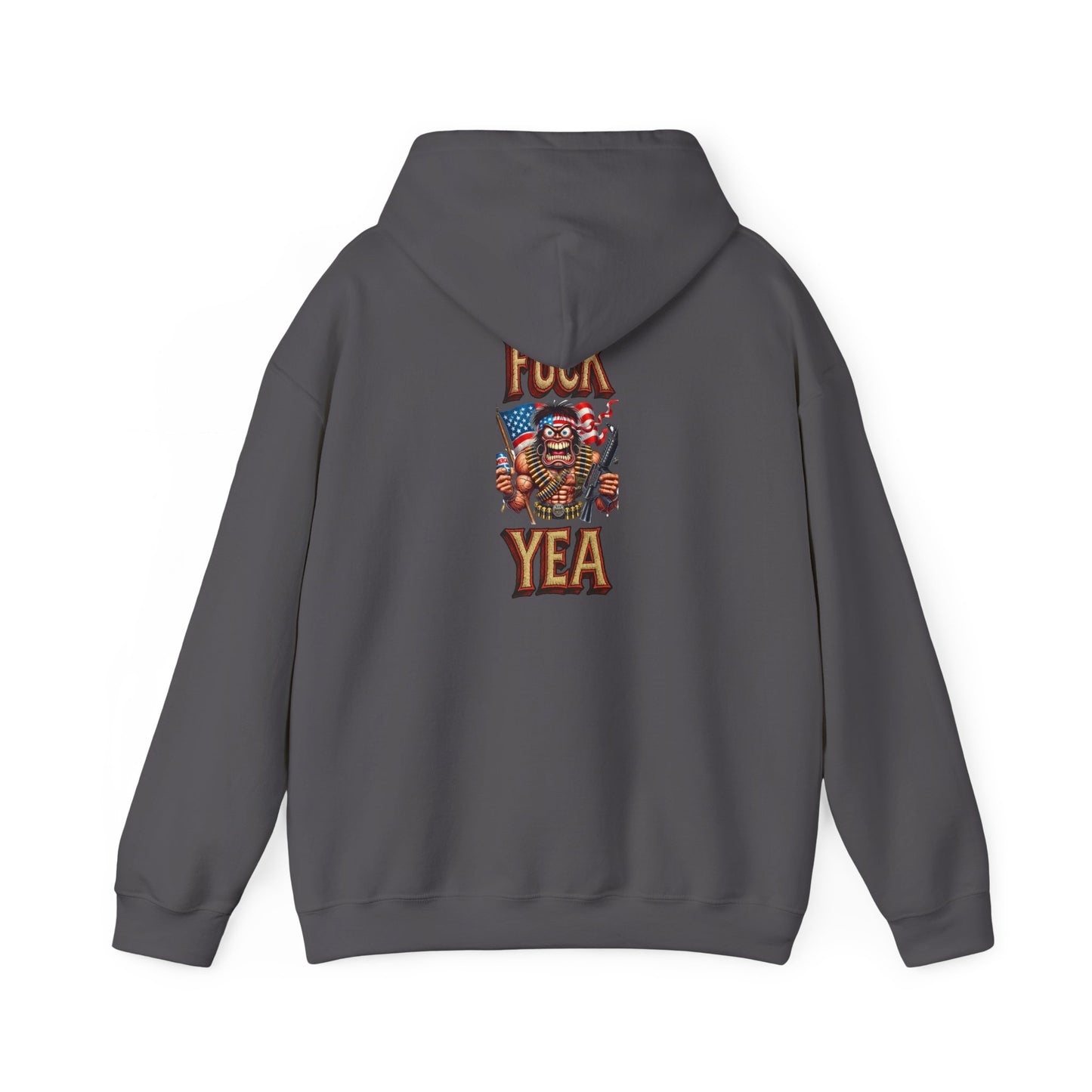 Hoodie - 'F*** Yea' Retro Eagle American Flag Graphic Pullover