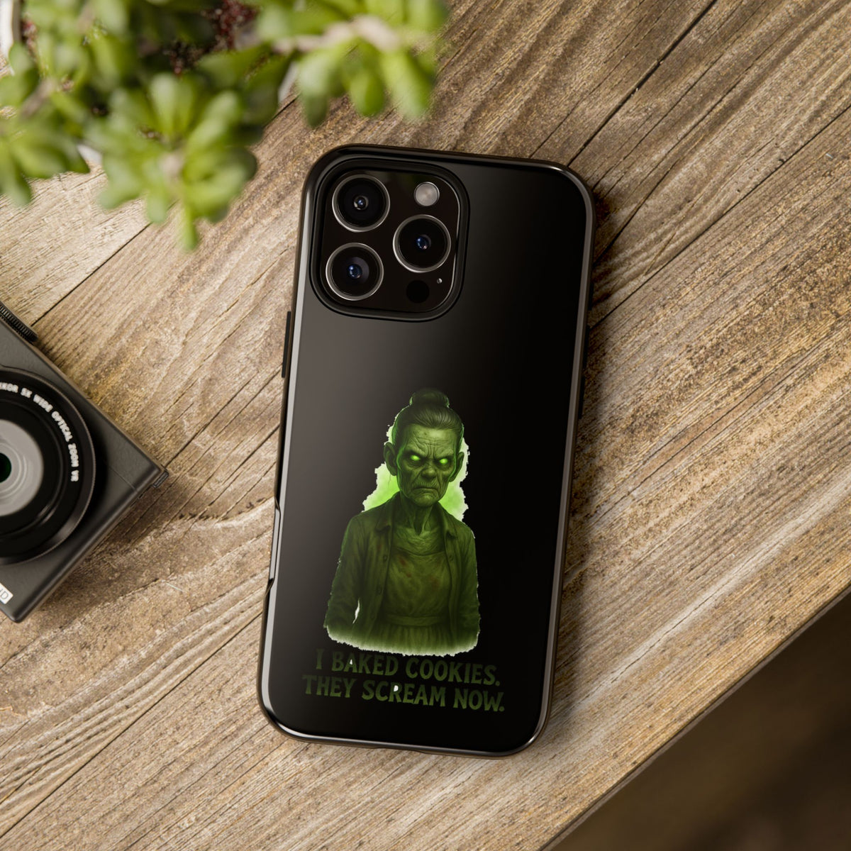 Spooky Green Ghost Phone Case — "I Baked Cookies, They Scream Now" Horror iPhone Cover
