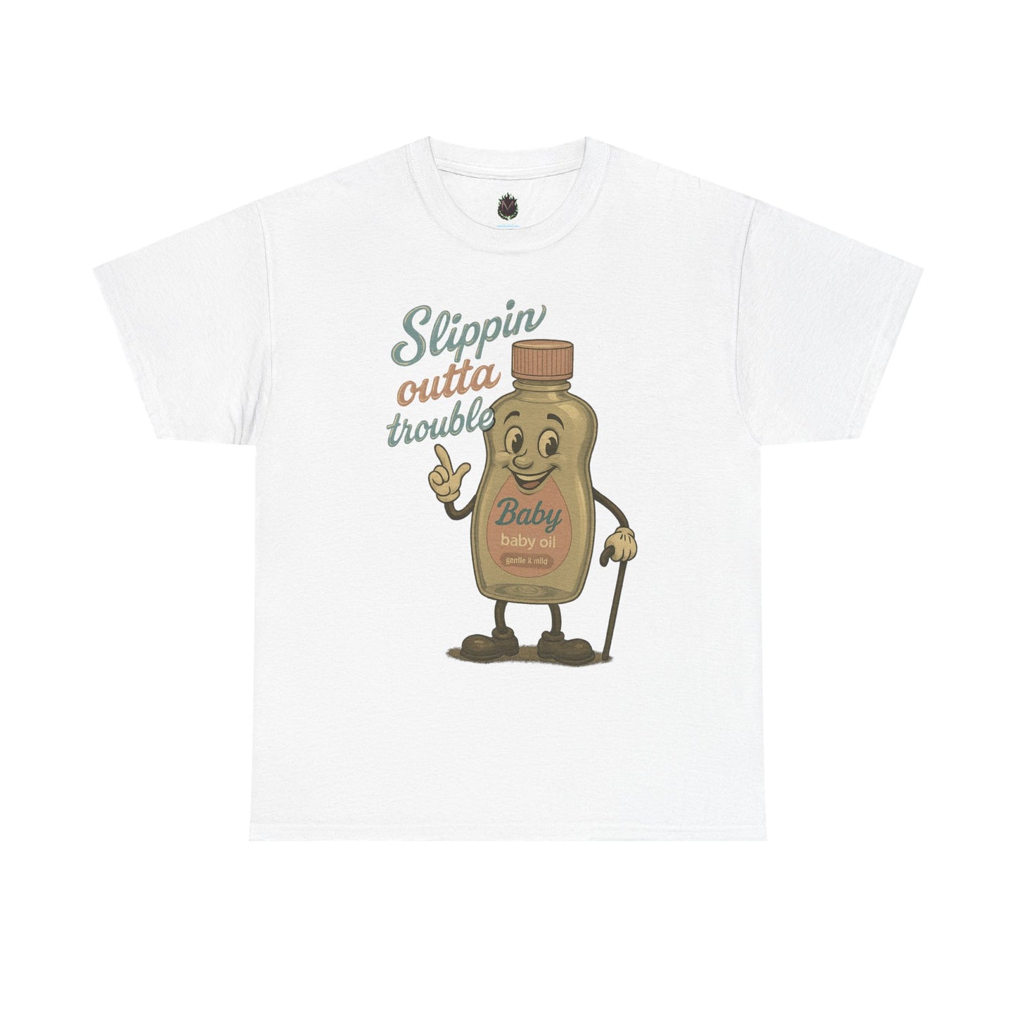 Slippin' Outta Trouble – Vintage Baby Oil Cartoon Tee
