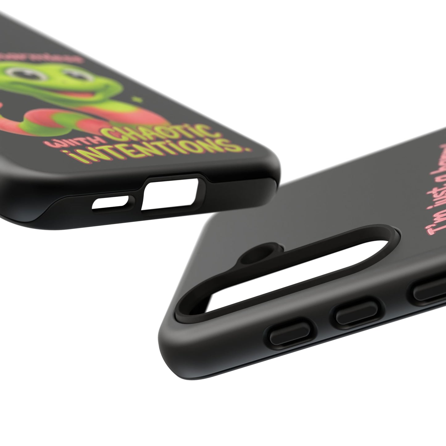 Phone Case — “I’m Just a Harmless Lil Worm… With Chaotic Intentions” Cute Cartoon Worm Design