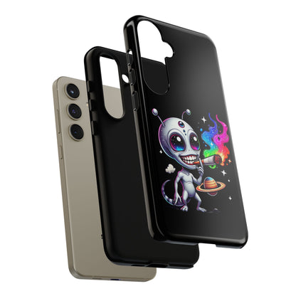Alien Smoking Rainbow Galaxy Phone Case — Cute Cosmic Art Tough Case