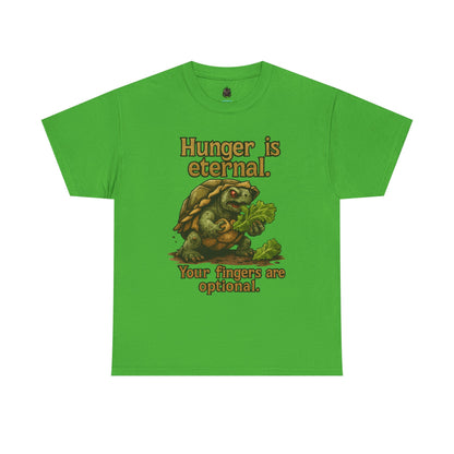 Hunger Is Eternal turtle graphic tee | Funny monster eating carrots T-Shirt