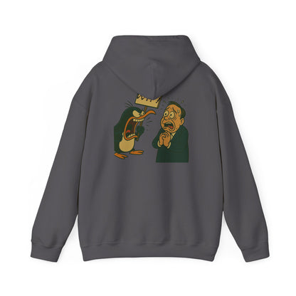 Hoodie — Cartoon Penguin Screams ‘No!’ Back Print Sweatshirt