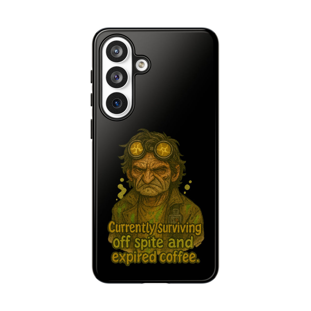 Phone Case — "Currently Surviving Off Spite and Expired Coffee" Vintage Grumpy Design