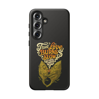 Phone Case — "True Love Burns Slow" Vintage Cat Heart Design