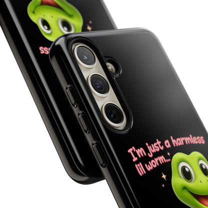 Phone Case — “I’m Just a Harmless Lil Worm… With Chaotic Intentions” Cute Cartoon Worm Design