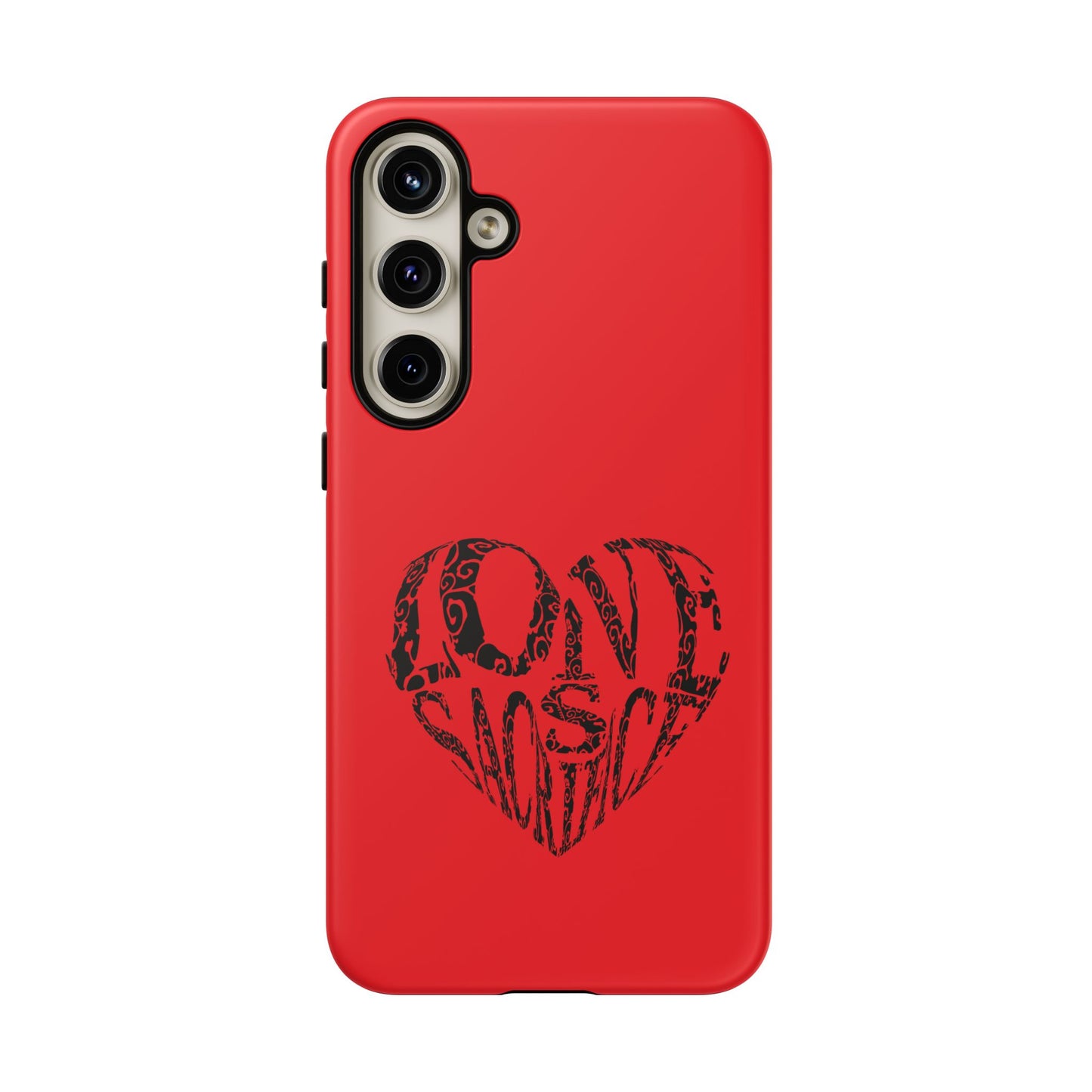 Red 'Love Justice' Heart Phone Case — Protective iPhone Cover, Valentine’s Gift