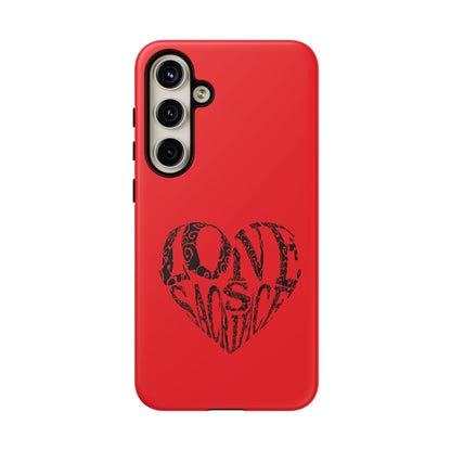 Red 'Love Justice' Heart Phone Case — Protective iPhone Cover, Valentine’s Gift