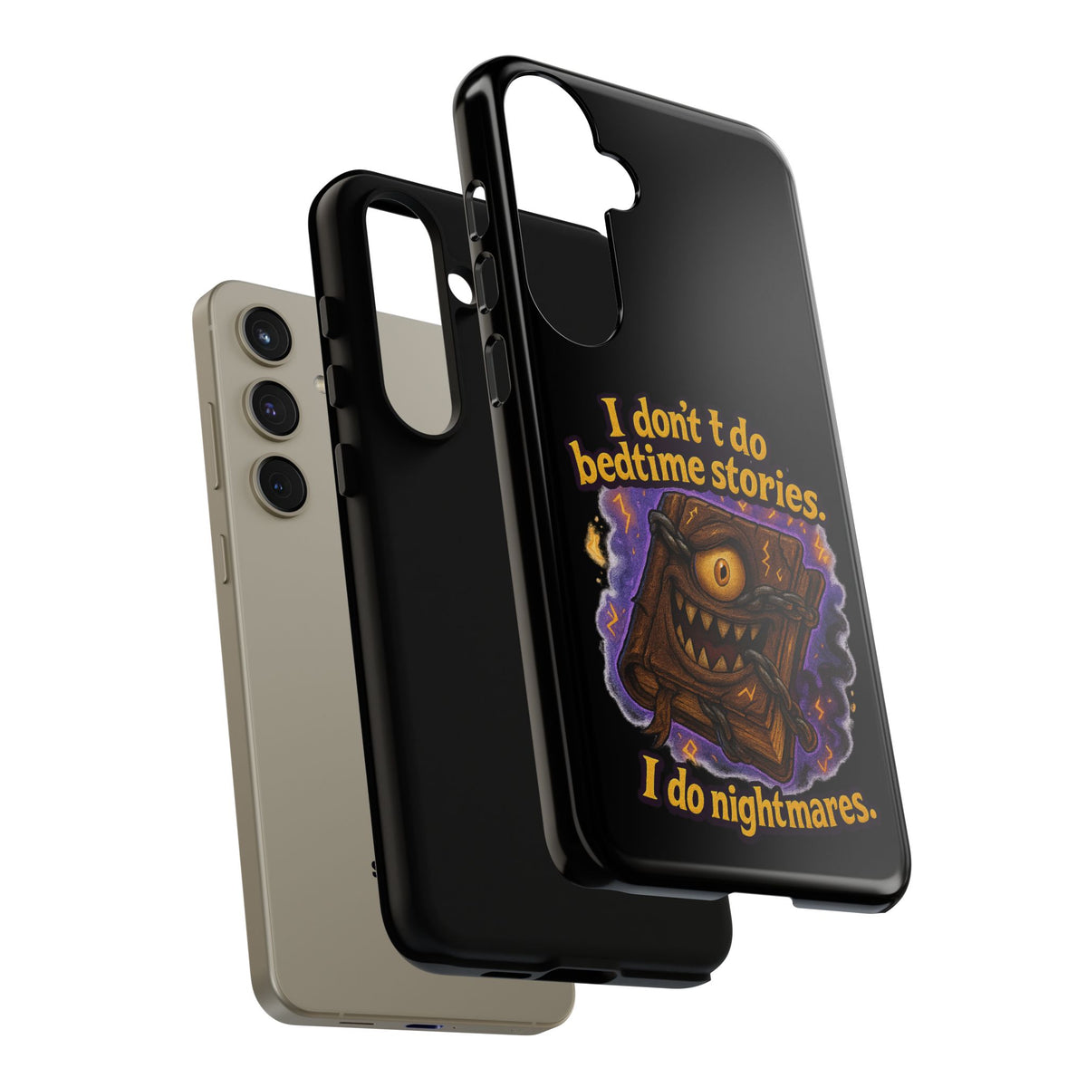 Phone Case — "I Don't Do Bedtime Stories, I Do Nightmares" Horror Book Design