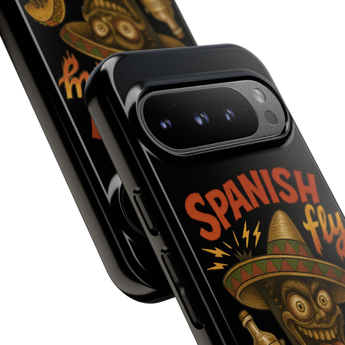 Spanish Fly Tough Phone Case — Retro Skull Sombrero Design