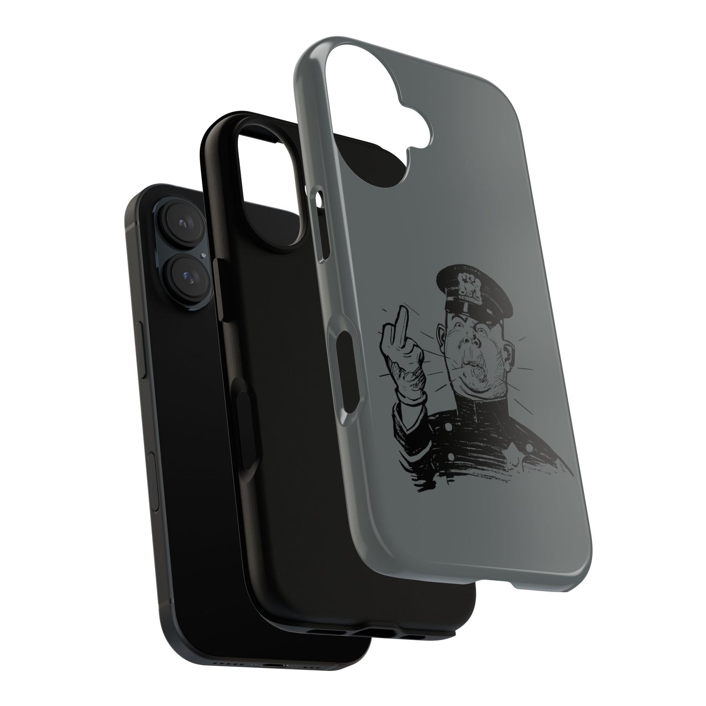 Vintage Cop Middle Finger Phone Case — Edgy Retro iPhone Protective Cover