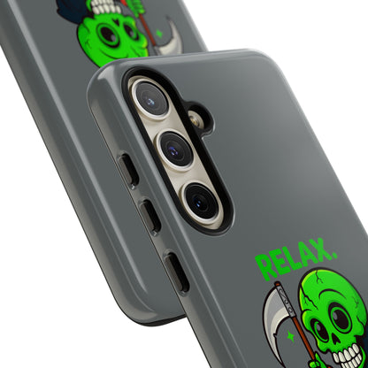 Phone Case — 'Relax. I Only Reap on Weekdays.' Cute Green Grim Reaper Protective Cover
